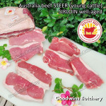 Beef Sirloin aged frozen STEER young cattle Australia HEALTHY BEEF whole cuts 2.6-3.0 kg/pc (price/kg) Striploin / New York Strip / Has Luar - IN STOCK